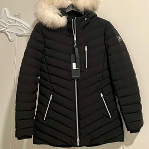 Moose Knuckles Roselawn Jacket, size Large. Black w/ Crystal Fox Fur